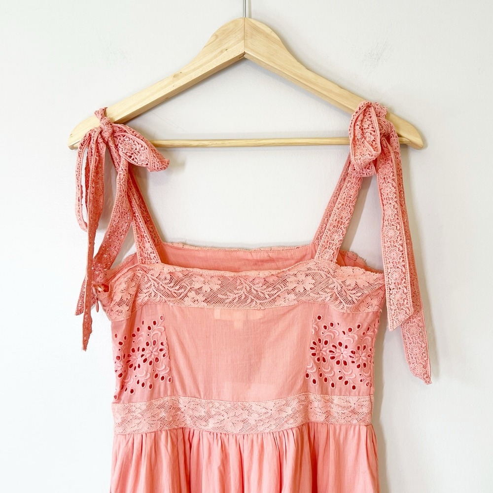 LoveShackFancy Ayala Dress in Peach Blossom Eyelet Midi Size 0 - Picture 7 of 14